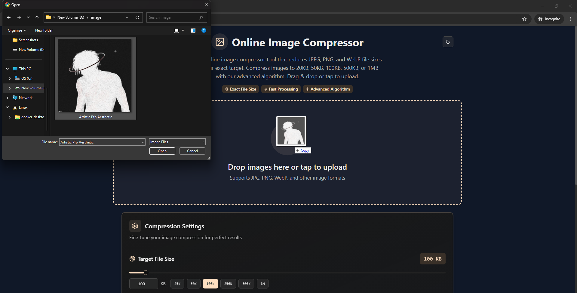 Step 1: Upload images to the image compressor tool